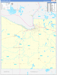 Blue Earth County, MN Wall Map Zip Code Basic Style 2024